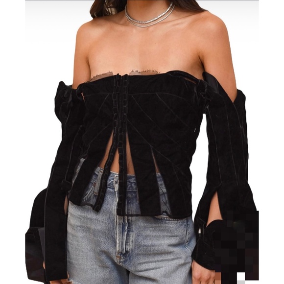 TOM FORD YSL 2002 Burgundy Velvet Corset Bustier Lace Runway Top 42 10 NWT - Picture 7 of 16